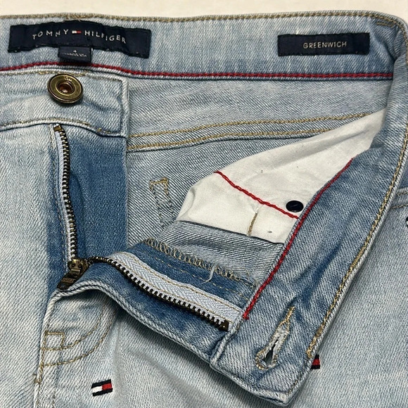 📌5/$25 Tommy Hilfiger Embroidered Logo‎ Y2K Womens Denim Jean Shorts Size 4 - Picture 4 of 9